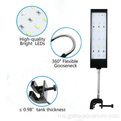Lampu pengapit LED yang ditanam kecil untuk tangki ikan